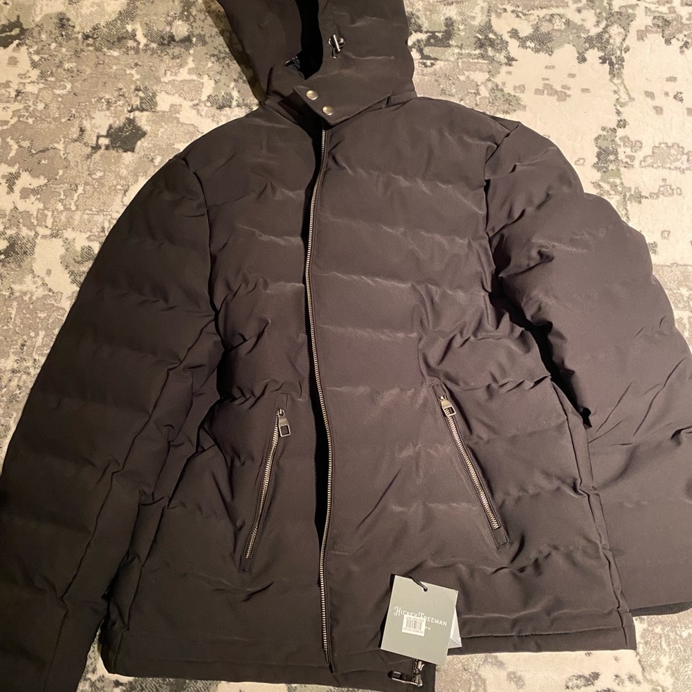 Hickey-Freeman heavy jacket with detachable hood.